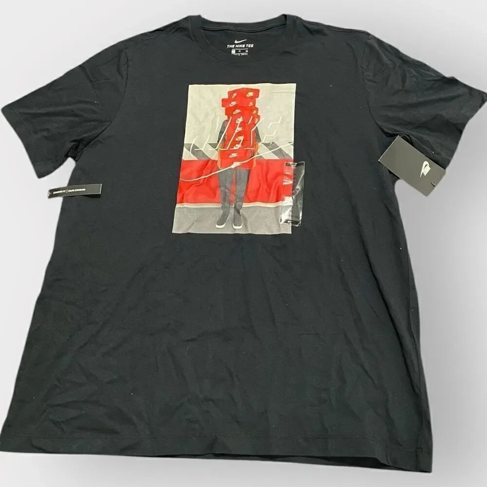 Nike Sportwear NSW Stacked Boxes Logo Black Shirt Mens size XL New BQ0068-010